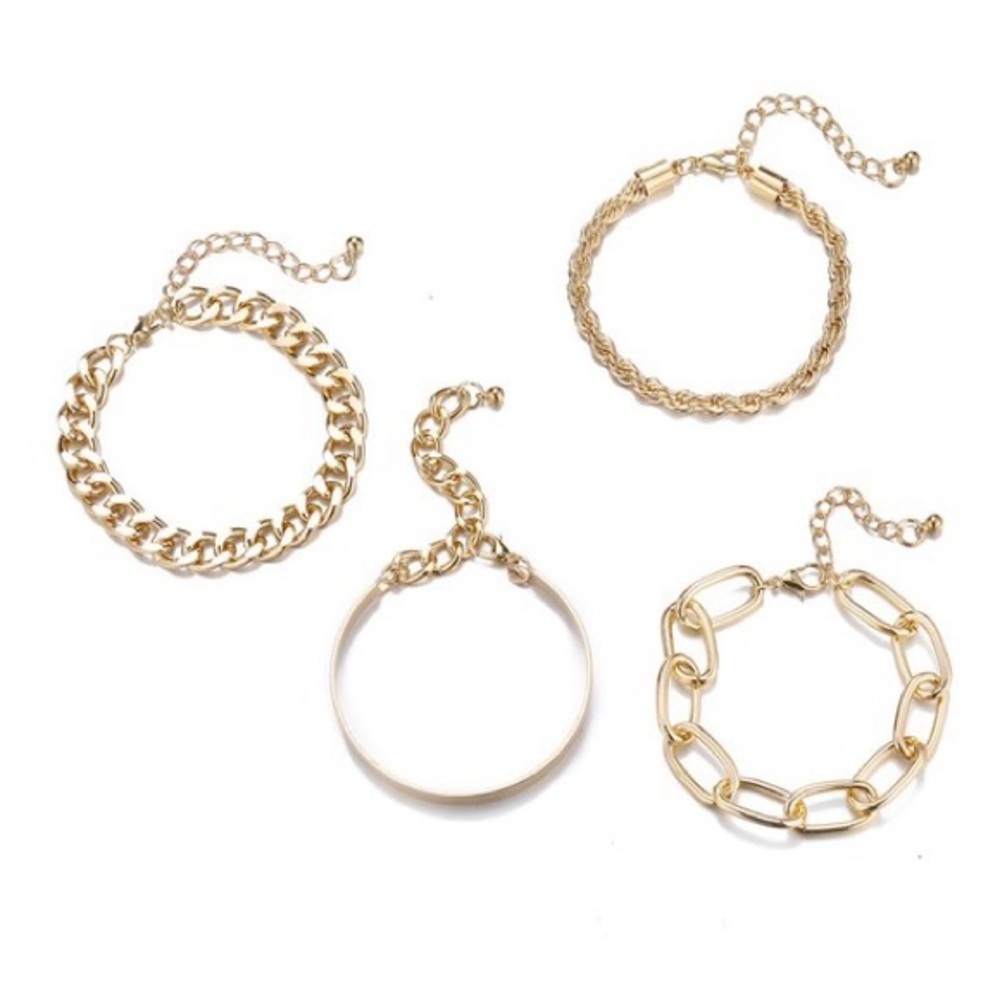 Gold Chain Cable Bracelet Set (7402) - Picture 2 of 2